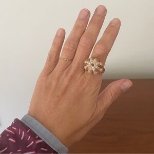 Vintage Beaded Ring Faux Pearls